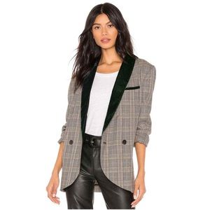 Free People Plaid Blazer with Velvet trim lapel